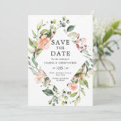 Pastel Blush Roos Floral Botanical Weddenschap Save The Date (Staand voorkant)