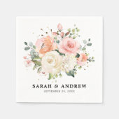 Pastel Blush Roos Floral Botanical Weddenschap Servet (Voorkant)