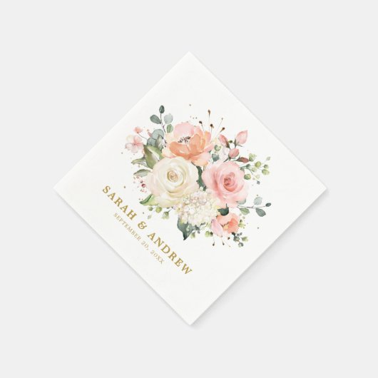 Pastel Blush Roos Floral Botanical Weddenschap Servet (Hoek)