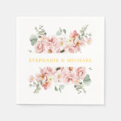 Pastel Blush Roos Floral Botanische bruiloft Servet (Voorkant)