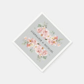 Pastel Blush Roos Floral Botanische bruiloft Servet (Hoek)