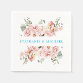 Pastel Blush Roos Floral Botanische bruiloft Servet
