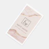 Pastel Blush Roos Gold Agate Marble Texture Logo Servet (Hoek)