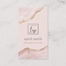 Pastel Blush Roos Gold Agate Marble Texture Logo