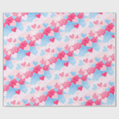 Pastel Blush Roze Baby Blauwe Harten Liefde Romant Cadeaupapier (Vlak)