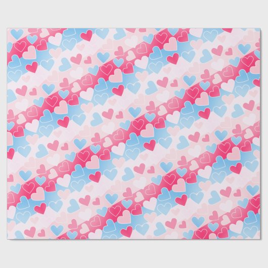 Pastel Blush Roze Baby Blauwe Harten Liefde Romant Cadeaupapier (Vlak)