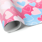 Pastel Blush Roze Baby Blauwe Harten Liefde Romant Cadeaupapier (Rol Hoek)