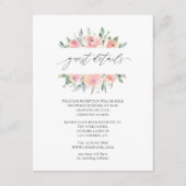 Pastel Blush Roze Bloemen Bruiloft Gast Details Informatiekaartje (Voorkant)