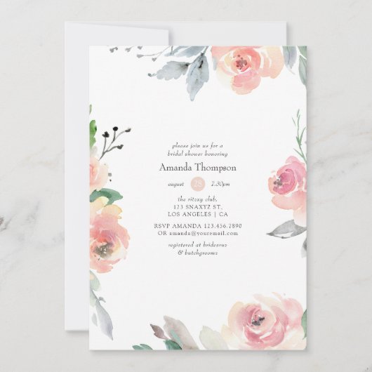 Pastel Blush Roze Bloemen Vrijgezellenfeest Kaart (Voorkant)