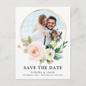 Pastel Blush  Roze botanisch sparen Datum P Briefkaart (Voorkant)