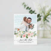 Pastel Blush Roze botanisch sparen op datum Briefkaart (Staand voorkant)