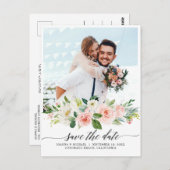 Pastel Blush Roze botanisch sparen op datum Briefkaart (Voorkant / Achterkant)