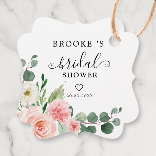 Pastel Blush Roze botanisch Vrijgezellenfeest Bedankjes Labels (Achterkant)