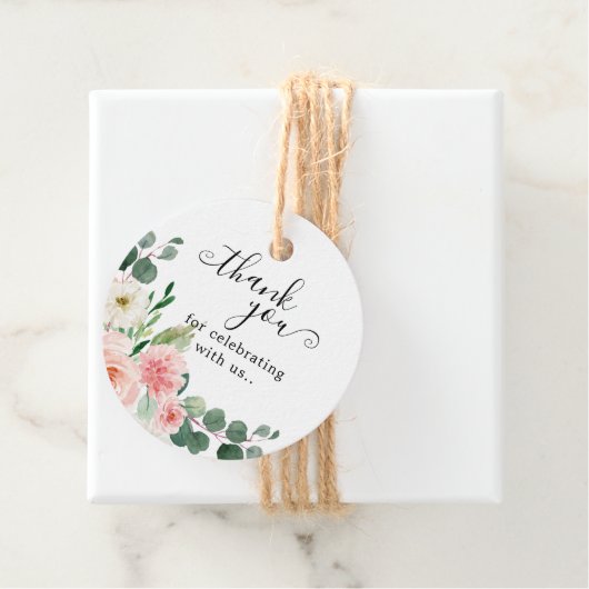 Pastel Blush  Roze botanische Vrijgezellenfeest F Bedankjes Labels (In situ)