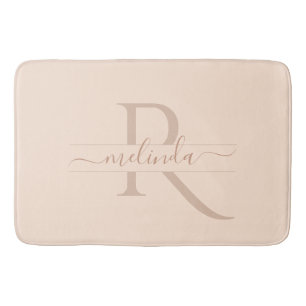 Pastel Blush Roze Elegant Monogram Grafische naam Badmat