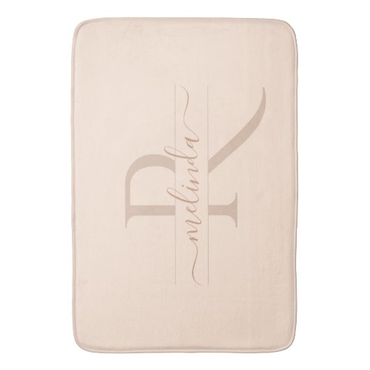 Pastel Blush Roze Elegant Monogram Grafische naam Badmat (Voorkant Verticaal)