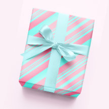 Pastel Blush Roze en Baby Blue Gradient Stripes