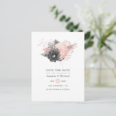 Pastel Blush roze en Charcoal Black Sla de datum o Aankondigingskaart (Staand voorkant)