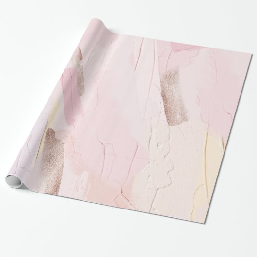 Pastel Blush Roze en Cream Paint Splash Cadeaupapier (Uitgerold)
