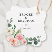 Pastel Blush  Roze Floral Botanical Weddenschap Bedankjes Labels (Achterkant)