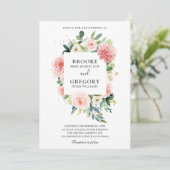 Pastel Blush  Roze Floral Botanical Weddenschap Kaart (Staand voorkant)