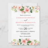 Pastel Blush  Roze Floral Botanical Weddenschap Kaart (Voorkant)