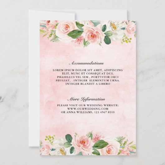 Pastel Blush  Roze Floral Botanical Weddenschap Kaart (Achterkant)