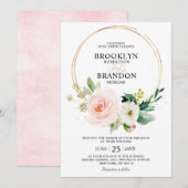 Pastel Blush  Roze Floral Botanical Weddenschap Kaart (Voorkant / Achterkant)