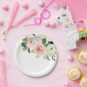 Pastel Blush  Roze Floral Botanical Weddenschap Papieren Bordje (Feest)