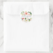 Pastel Blush  Roze Floral Botanical Weddenschap Ronde Sticker (Tas)