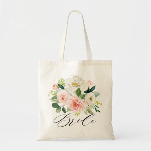 Pastel Blush  roze Floral botanische bride Tote Bag (Voorkant)