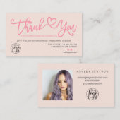 Pastel blush roze foto logo bedankt visitekaartje (Voorkant / Achterkant)