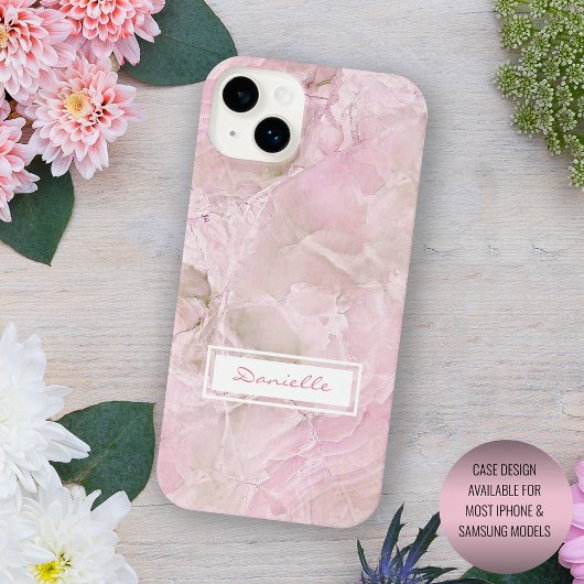Pastel Blush Roze Grijs Agaat Marmer Art Patroon iPhone Hoesje