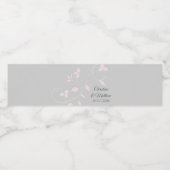 Pastel Blush Roze & Lichtgrijze bruiloft Waterfles Etiket (Enkel label)