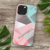 Pastel Blush Roze Mint Groen Grijs Mozaïek Patroon Case-Mate iPhone Case