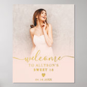 Pastel Blush roze ombre foto Sweet 16 welkom Folie Afdrukken (Voorkant)