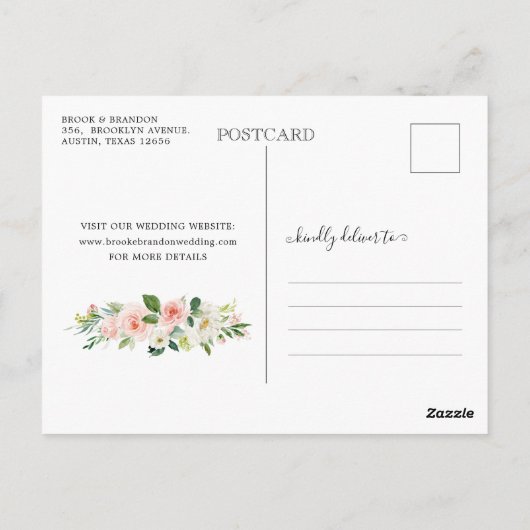 Pastel Blush Roze Photo Calendar Save the Date Briefkaart (Achterkant)