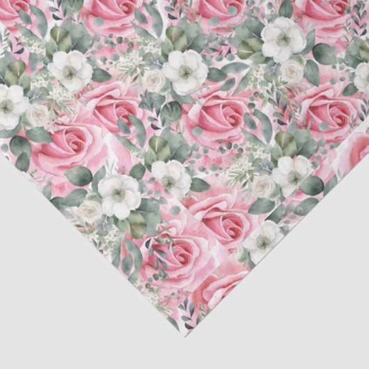  Pastel Blush Roze Rozen & Eucalyptus Tissuepapier (Detail)