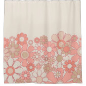 Pastel Blush Roze Schattige Retro  60s Flowers Douchegordijn (Voorkant)