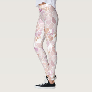 Pastel blush roze violet mozaïekpatroon terugzett leggings
