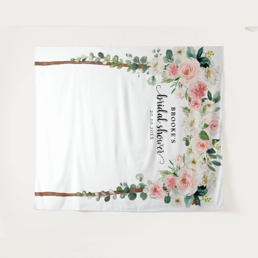 Pastel Blush Roze Vrijgezellenfeest Foto achtergro Wandkleed (Voorkant (horizontaal))