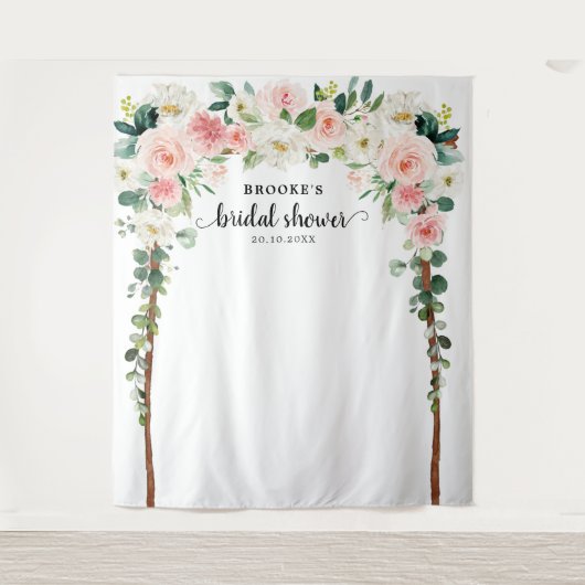 Pastel Blush Roze Vrijgezellenfeest Foto achtergro Wandkleed (Voorkant)