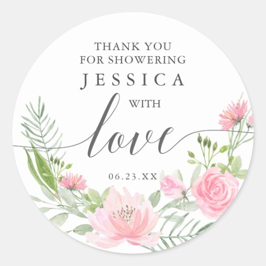 Pastel Blush Shower Favor Sticker (Voorkant)