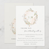 Pastel Blush Wildflower Floral Wreath Wedding Bedankkaart (Voorkant / Achterkant)