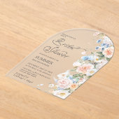 Pastel Blush Wit Blauw Floral Vrijgezellenfeest Ar Acryl Uitnodigingen (Laagn)