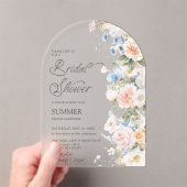 Pastel Blush Wit Blauw Floral Vrijgezellenfeest Ar Acryl Uitnodigingen (Insitu (Draagbaar))