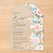 Pastel Blush Wit Blauw Floral Vrijgezellenfeest Ar Acryl Uitnodigingen (Voorkant)