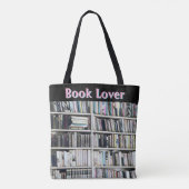 Pastel Boeken op Boekenkast Planken Chic Black Tote Bag (Achterkant)