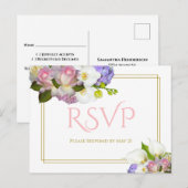 Pastel Boeket Lente Bloemen Bruiloft RSVP Briefkaart (Voorkant / Achterkant)