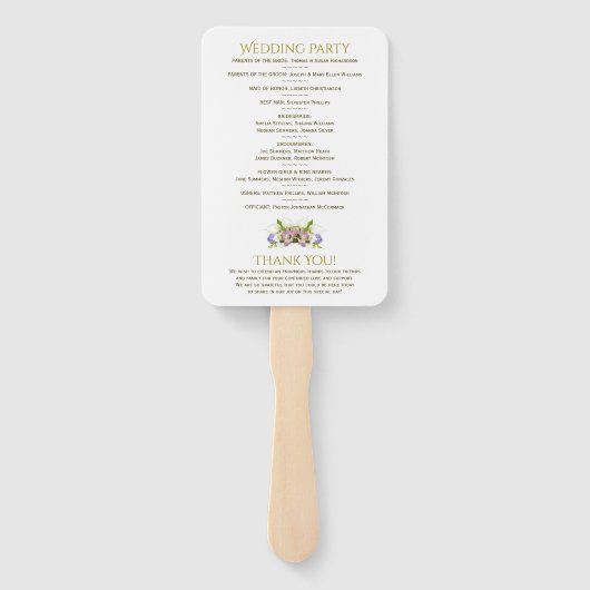 Pastel Boeket Lente Bloemen Trouwprogramma Handwaaier (Achterkant)